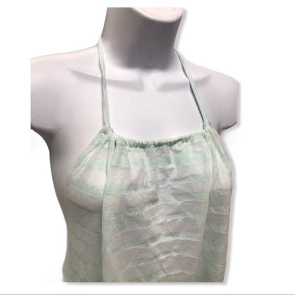 LF Mint Striped Sheer Open Back Halter Top | Size M - Picture 2 of 9